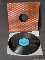 Photo showing the black vinyl record beside a brown inner sleeve with repeated 'Quality' logos.