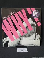 Front cover of the vinyl record 'Why?' by Bronski Beat showing large pink text and monochrome photo.