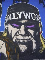 Close-up image of the pillow case showing Hollywood Hogan's face with 'Hollywood' bandana branding
