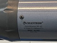 Close-up of optical tube label showing model and specifications