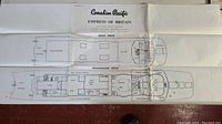 Folded large paper showing Canadian Pacific Empress of Britain ship layout design for Boat Deck and Promenade Deck, dated September 1956.