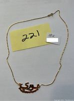 Entire necklace laid flat showing chain length and pendant shape