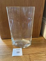 Crystal vase showing front and side angle illustrating rectangular shape and thick base