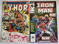 Pair of vintage Marvel comics: Thor #293 and Iron Man #200, covers visible.
