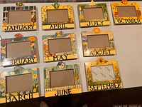 Full set of 10 month-themed 4x6 photo frames, missing November and December