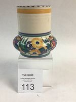 Front view of the Poole Pottery vase showing the hand painted floral design and shape.
