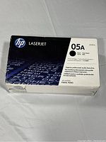 HP LaserJet 05A toner cartridge box front showing product info and branding.