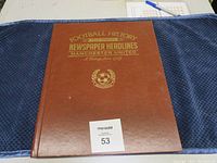 Front cover of the brown hardcover book with gold embossed title 'Football History Told Through Newspaper Headlines Manchester United A History from 1909'.