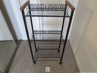 Full front view of the record stand showing its structure and size.