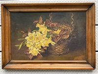 Frontal image of the framed oil painting showing the full canvas and wood frame.