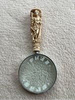 Top view of magnifying glass showing full length and resin handle detailing