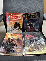 Four magazines displayed: Empire Strikes Back, Return of the Jedi, Dune, The Dark Crystal