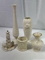 All five Lenox ceramic pieces together showing size and detail