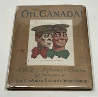 Front cover of 'Oh, Canada!' book with original dust jacket featuring illustration of two soldiers and title text.