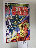 Front cover of the comic book showing Darth Vader and Luke Skywalker in colorful illustration, Marvel Comics Group logo and pricing
