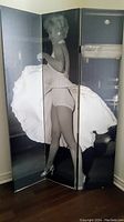 Front view of the room divider featuring Marilyn Monroe in her iconic white dress with skirt billowing upward.