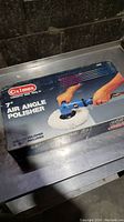 Box with Oximex branding for 7" Air Angle Polisher showing product image and branding.