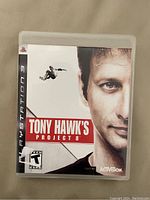 Photo of the front cover of the game case showing Tony Hawk's Project 8 for PS3