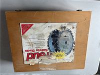 Wooden case top showing original Freud label describing the blade set as a safety dado