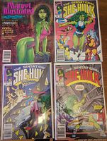 Four comics including a special edition Marvel Illustrated and three issues of The Sensational She-Hulk (10, 11, 12). The special edition comic is loose, others are bagged and boarded.