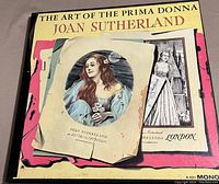 Album cover and printed inserts featuring Joan Sutherland with artistic and theatrical images.