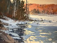 Close-up of lake shoreline and snow detail