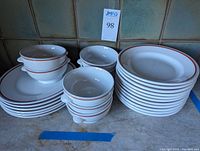 Overall view of stacks of plates and bowls