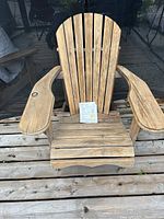 Single wooden Bear BC 201 Adirondack chair, sanded and ready for finishing, with instruction sheet and brass plaque on seat.