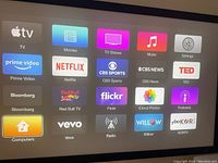 Apple TV home screen menu displayed on television