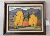 Full view of framed oil painting showing composition and frame