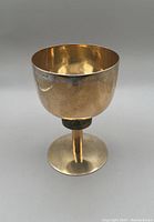 Full view of chalice showing gold-washed sterling silver cup and brass base.
