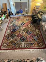 Overhead view of the entire rug in living room setting
