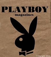 Playboy logo on brown background to identify lot