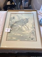 Full view of the framed bobcat art print showing the entire image and frame.