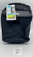 Front view of black insulated lunch bag with Arctic Zone branding and attached product tag.