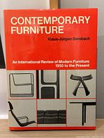 Front cover of the book 'Contemporary Furniture' by Klaus-Jürgen Sembach featuring the title, author name, and images of modern furniture designs.