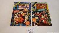 Both comic books side by side showing front covers: Master of Kung Fu Giant Size #1 and #4.