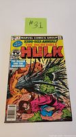 Front cover of The Incredible Hulk King-Size Annual #8 comic showing the Hulk breaking tree branches with a woman crouching beneath.