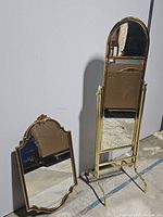 Floor mirror standing view showing design and dimensions.