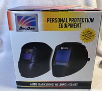 Front of box showing ArcOne helmet images and warranty information