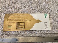 Photo of the front of the Gala Live Stage Show ticket showing event details, date, venue, seating, and donation price.