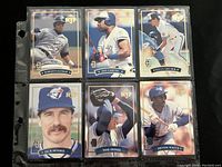 Front side of 6 baseball cards from the 1992 Donruss McDonald's MVP series featuring Roberto Alomar, Joe Carter, Kelly Gruber, Jack Morris, Tom Henke, and Devon White.
