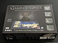 Box of Game of Thrones 4D Puzzle Westeros & Essos with front view showing title, piece count, regions included
