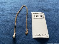 Full view of necklace laid out with lot card