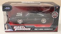Front view of boxed die cast model of Dom's 1970 Dodge Charger R/T from Fast & Furious.