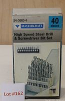 Photo of the box front showing brand name, item count and type of bits included.