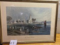 Frontal view of the framed print showing the entire artwork and frame with visible title below the print.