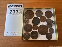 All coins arranged in a shallow tray