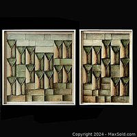 Both diptych panels shown side by side with wooden frames under black background, highlighting texture and overall composition.