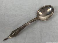 Full length view of spoon showing handle, bowl and overall shape